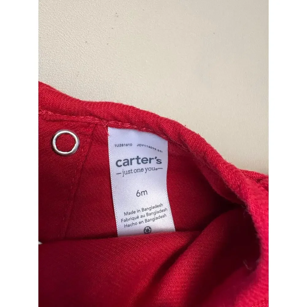 Baby Girl Carter’s Red Ruffle Bodysuit Heart Tights 2 Piece Set 6M NWT